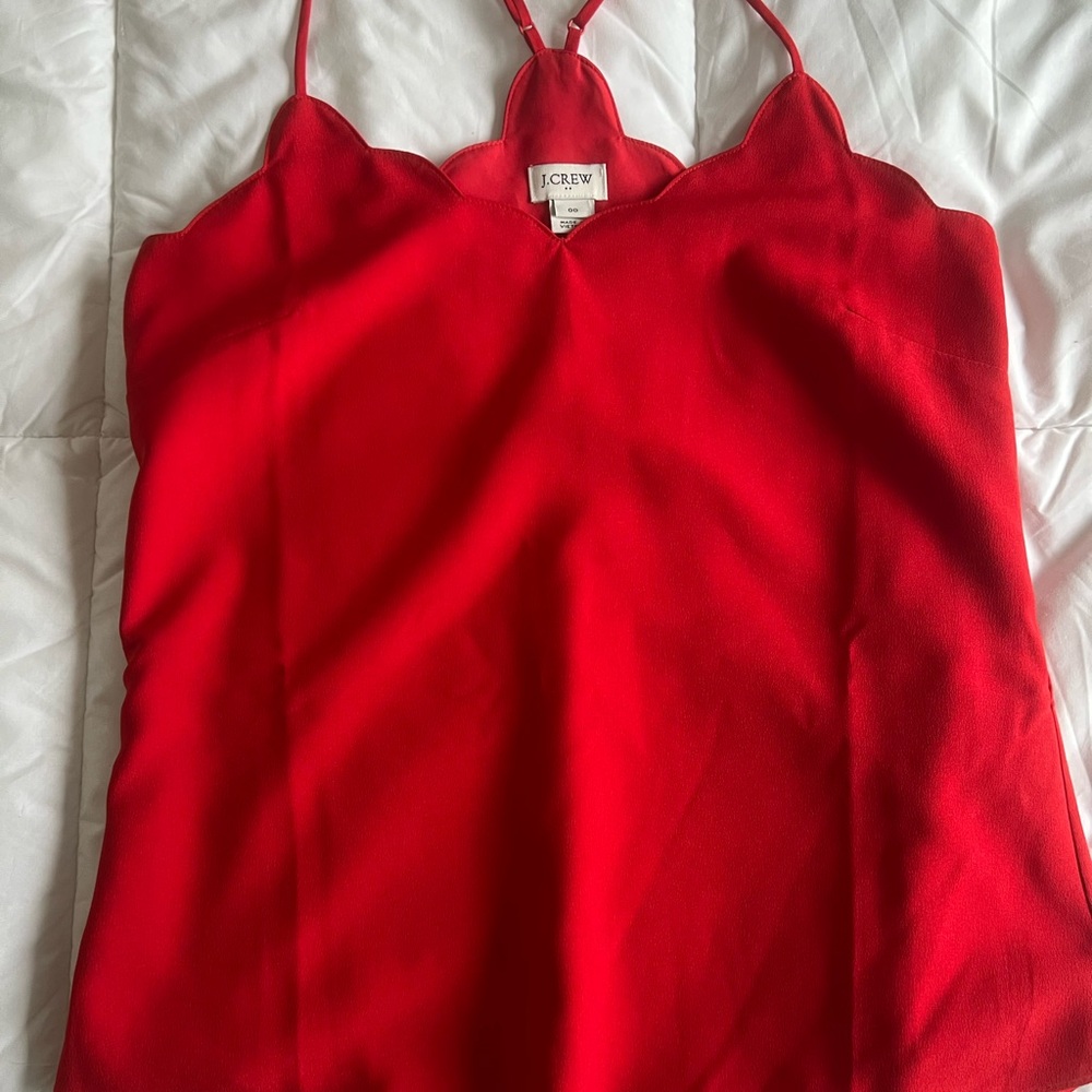 J. Crew Red Scalloped Women's Top